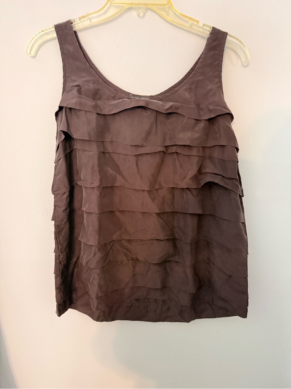 Eileen Fisher 100% silk brown tiered tank size Small